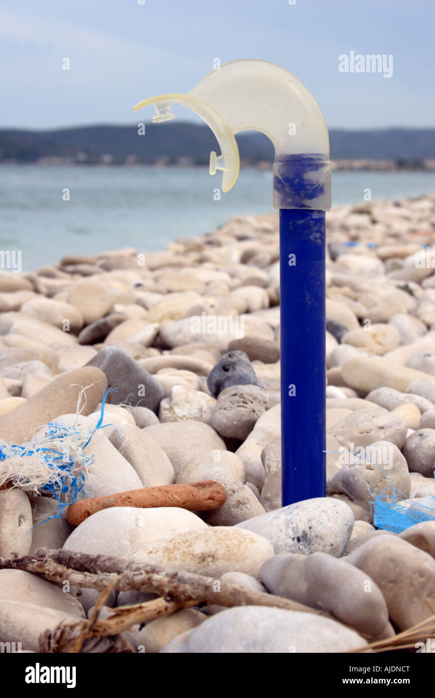 Snorkel tube on the beach. Stock Photo
