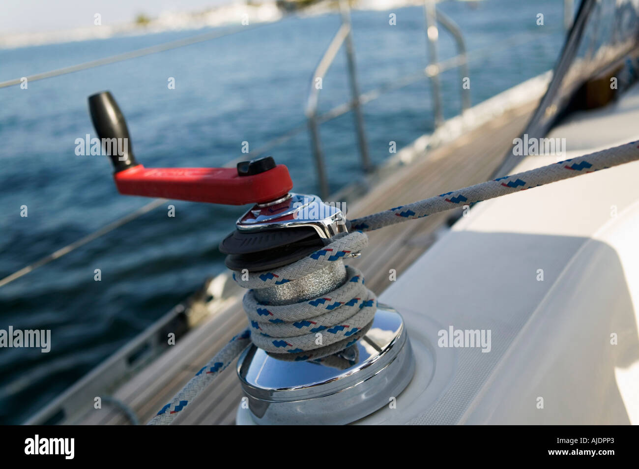 Sailing winch, (closeup Stock Photo Alamy