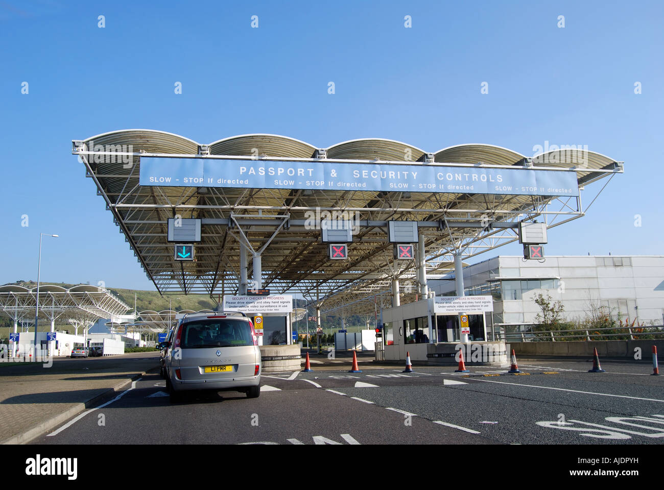Passport and Secuity Control, Eurostar Terminal, Folkestone, Kent, England, United Kingdom Stock Photo