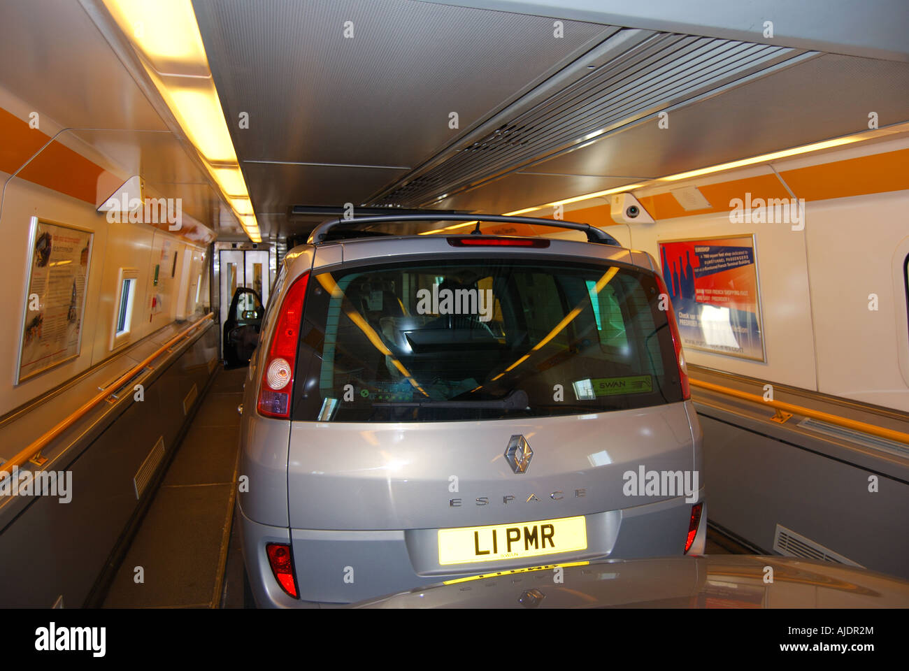 Cars inside Eurostar Train at Folkestone, Kent, England, United Kingdom Stock Photo