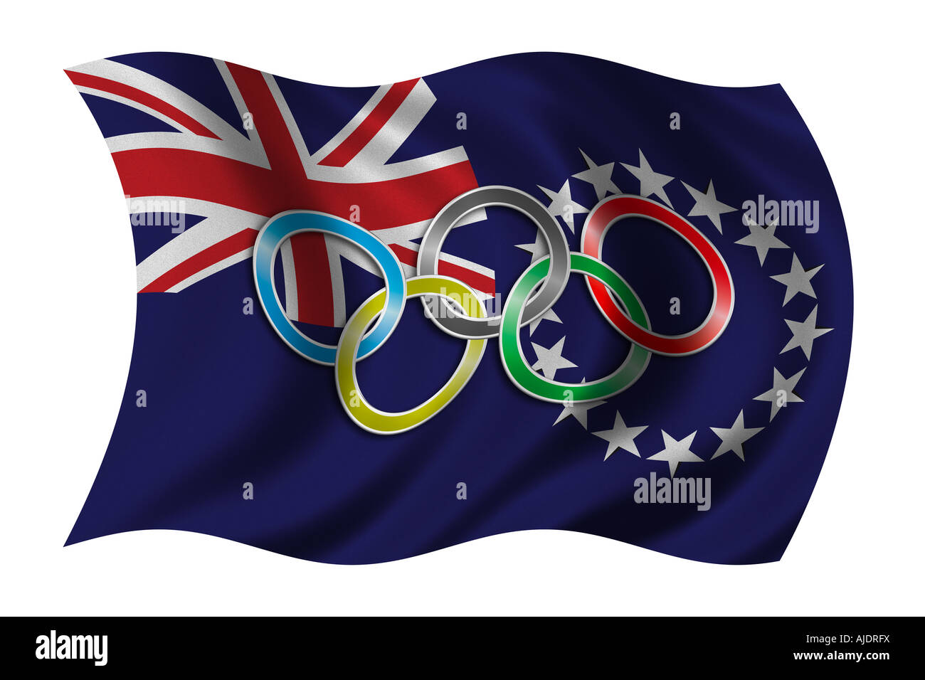 Flag of Cook Islands with olympic symbol Stock Photo Alamy