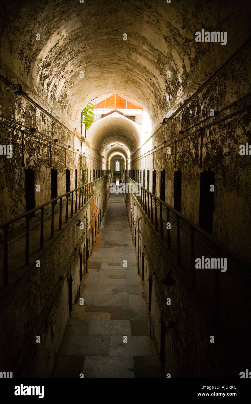 A hallway in Eastern State Penitentiary, in Philadelphia , PA Stock