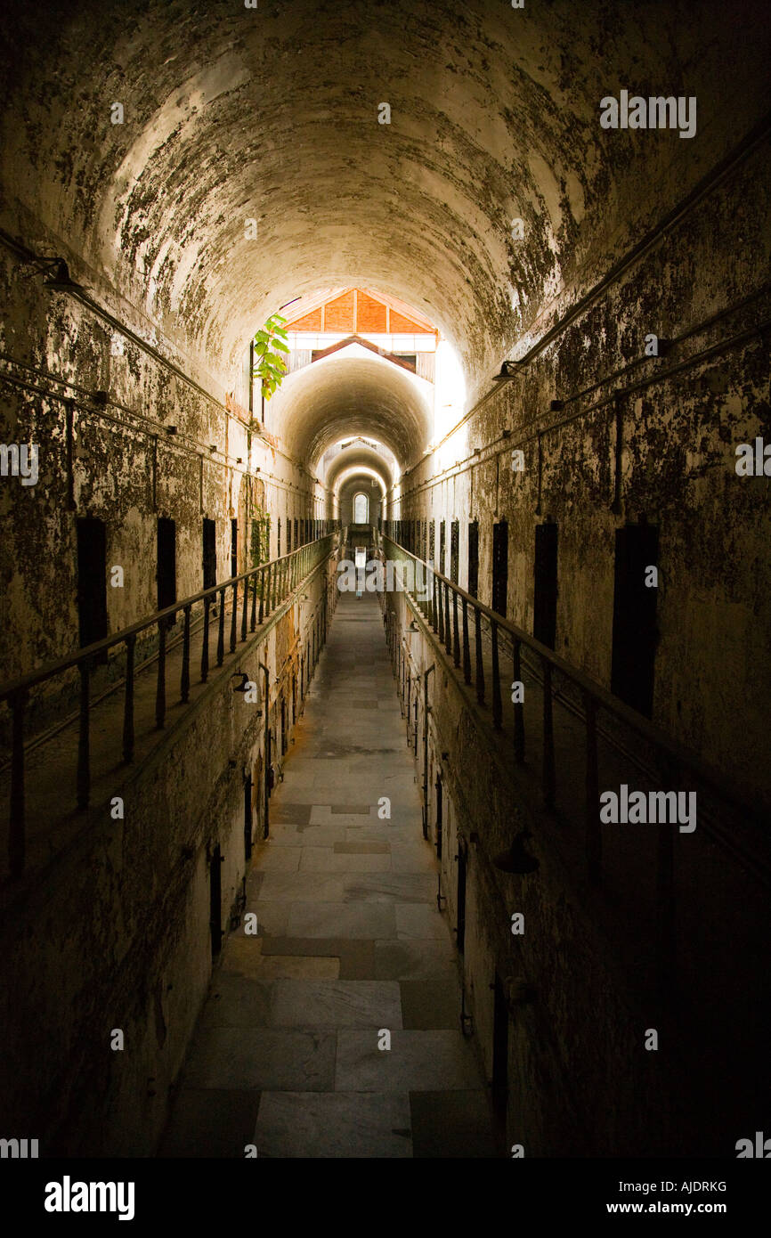 A hallway in Eastern State Penitentiary, in Philadelphia , PA Stock Photo