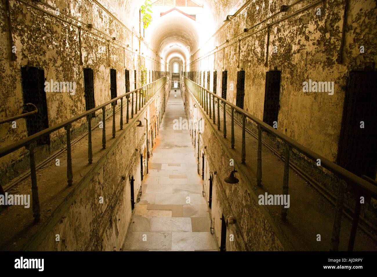 A hallway in Eastern State Penitentiary, in Philadelphia , PA Stock