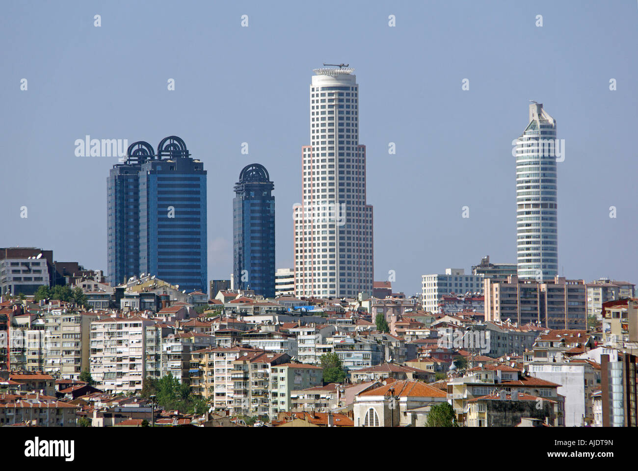 Istanbul skyline with skyscrapers on skyline as seen from the Bosphorus Stock Photo
