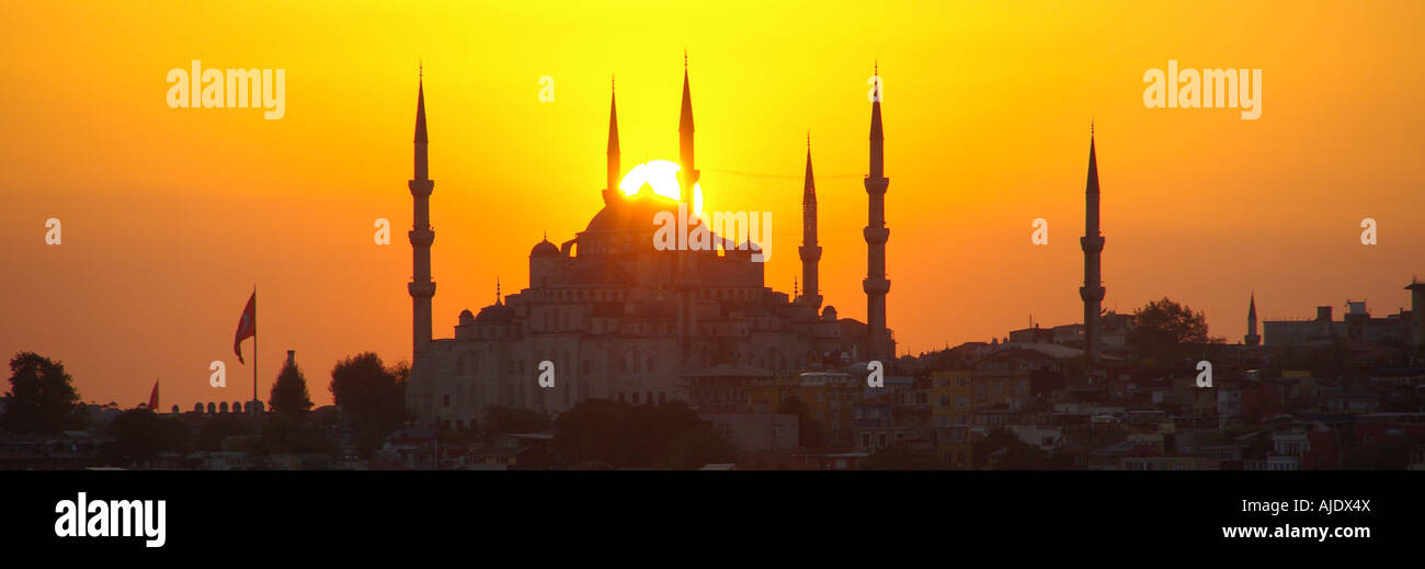 Istanbul sunset over the Sultan Ahmet Mosque or Blue Mosque Stock Photo ...
