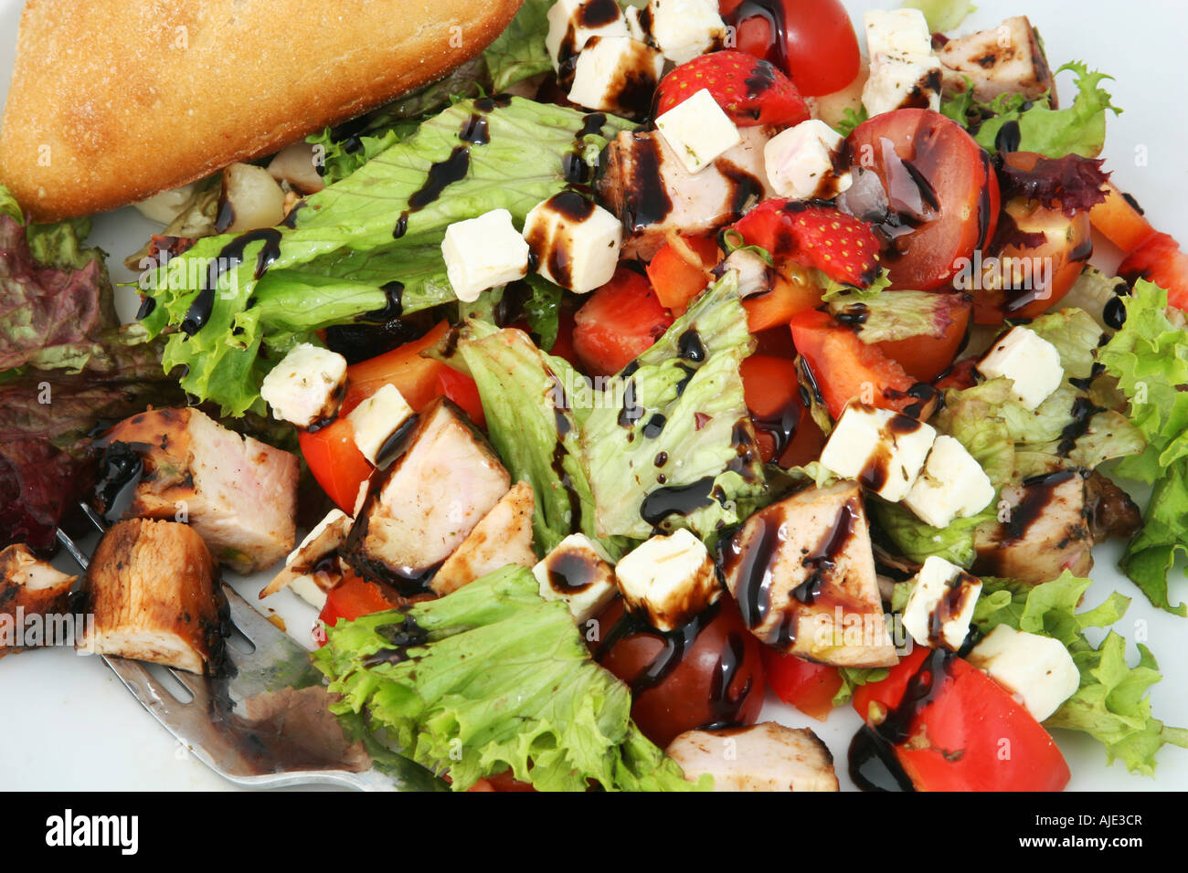 a dish of ready to eat chicken salad with bread Stock Photo Alamy