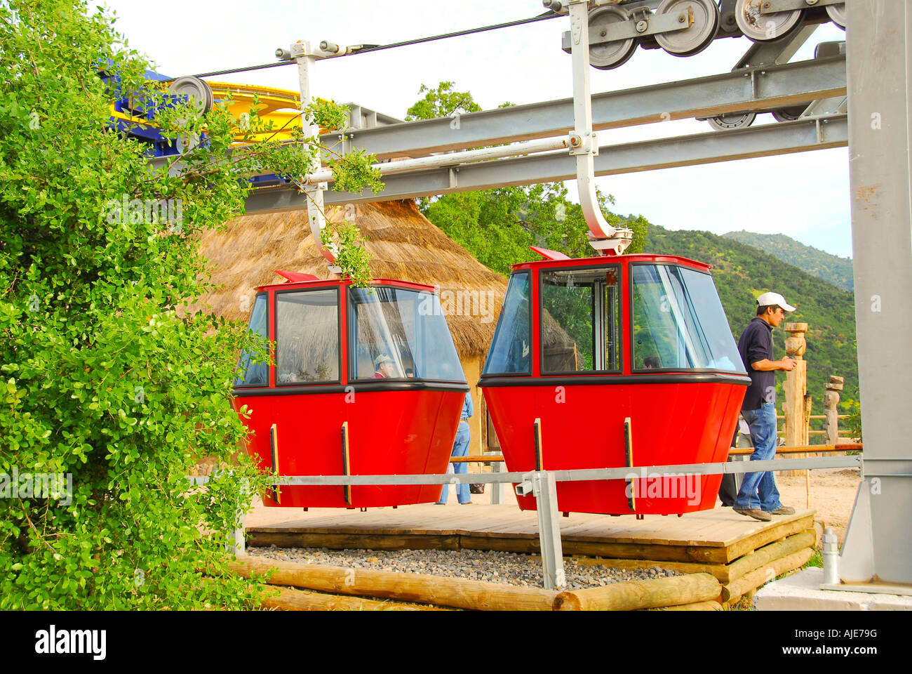 chile cable car funicular vineyard vina santa cruz tourist attraction chilean wine country wine route Stock Photo