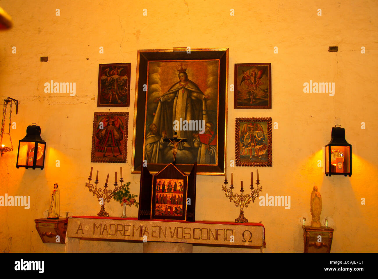 Hacienda Los Lingues, chile, Spanish colonial villa, private chapel, Cachapoal Valley, luxury travel Stock Photo