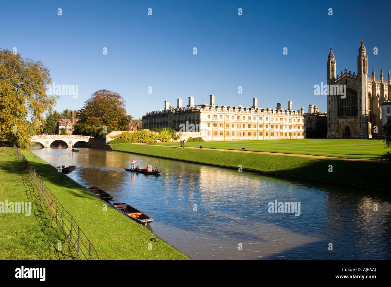 The beautiful and classic image of the river Cam and historic architecture of the famous university town Stock Photo
