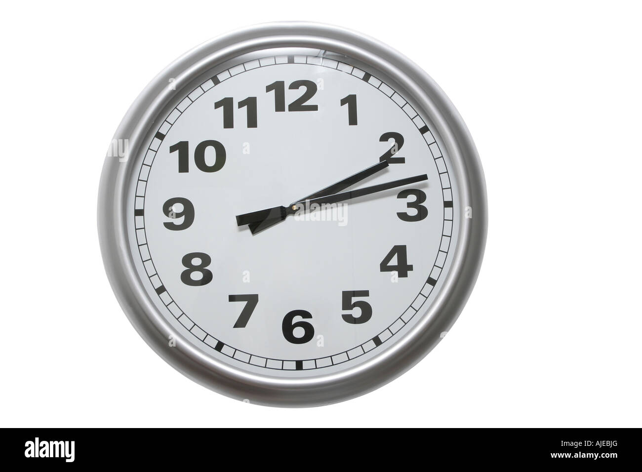 aluminum wall clock isolated on white with clipping path Stock Photo