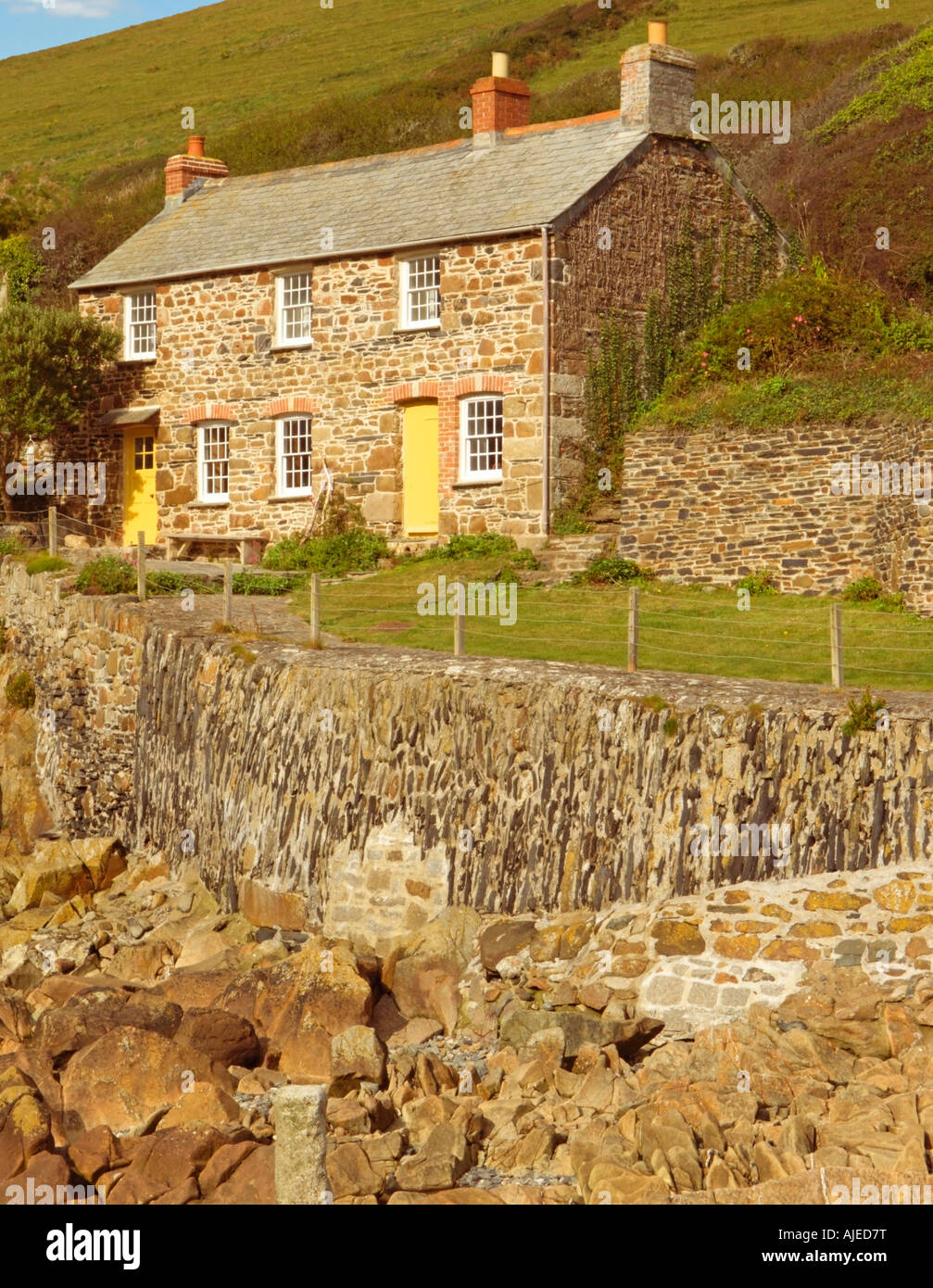 Local Architecture And Stone Cottage Port Quin Cornwall Atlantic