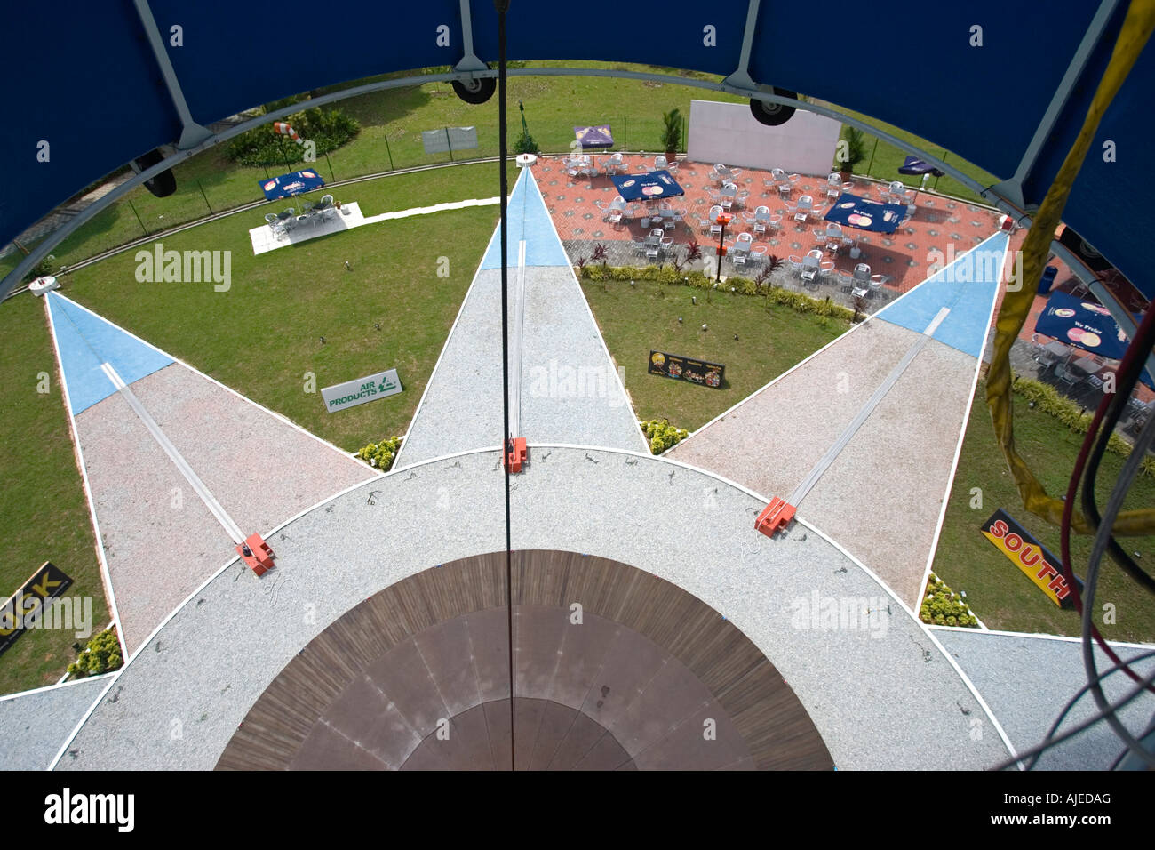 Compass points landing pad from deck of DHL tethered balloon Singapore