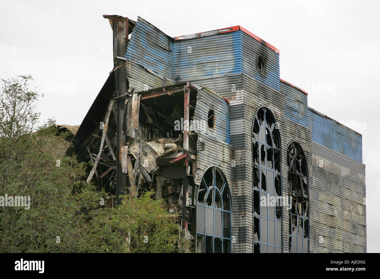 Demolition of disused and burntout factory, Ladysmith Road, Grimsby