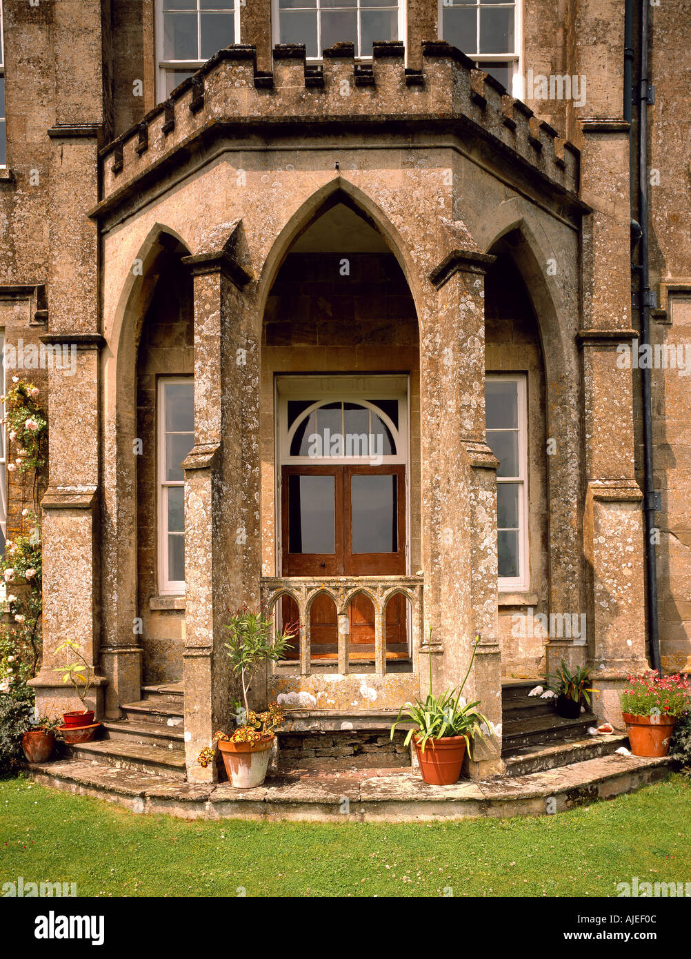 Gothic porch and doorway at Newark Park Gloucestershire Stock Photo - Alamy