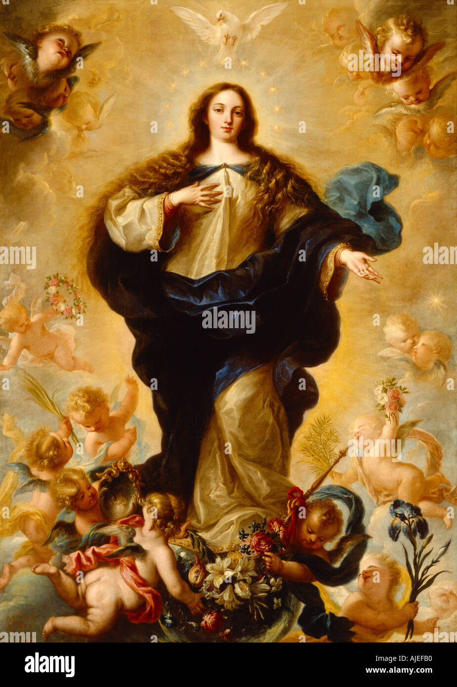 THE IMMACULATE CONCEPTION by Miguel Melendez 1679 c 1736 at Shugborough Hall Staffordshire Stock Photo