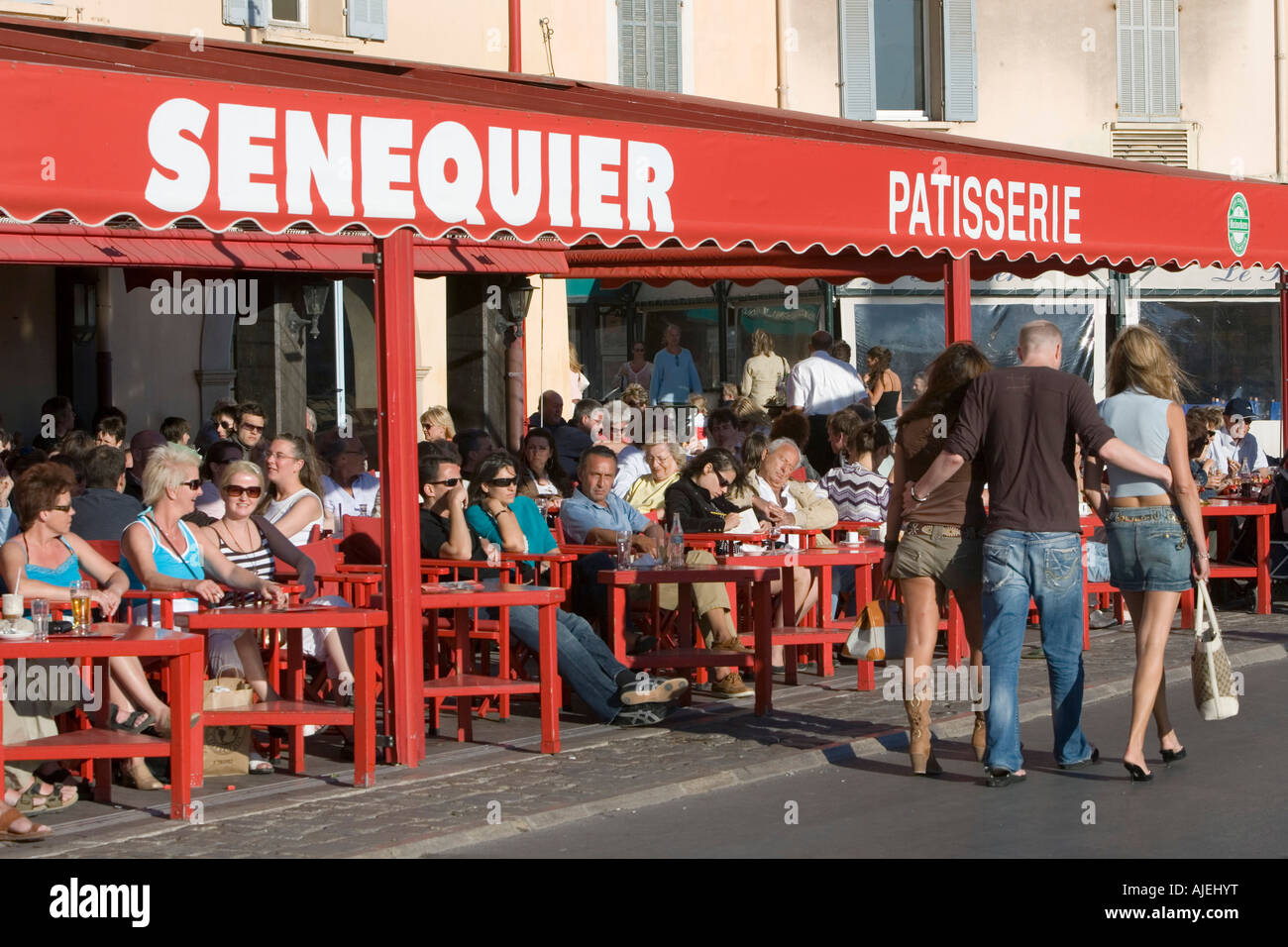 Saint Tropez, View of the Cafe Sénéquier Stock Photo