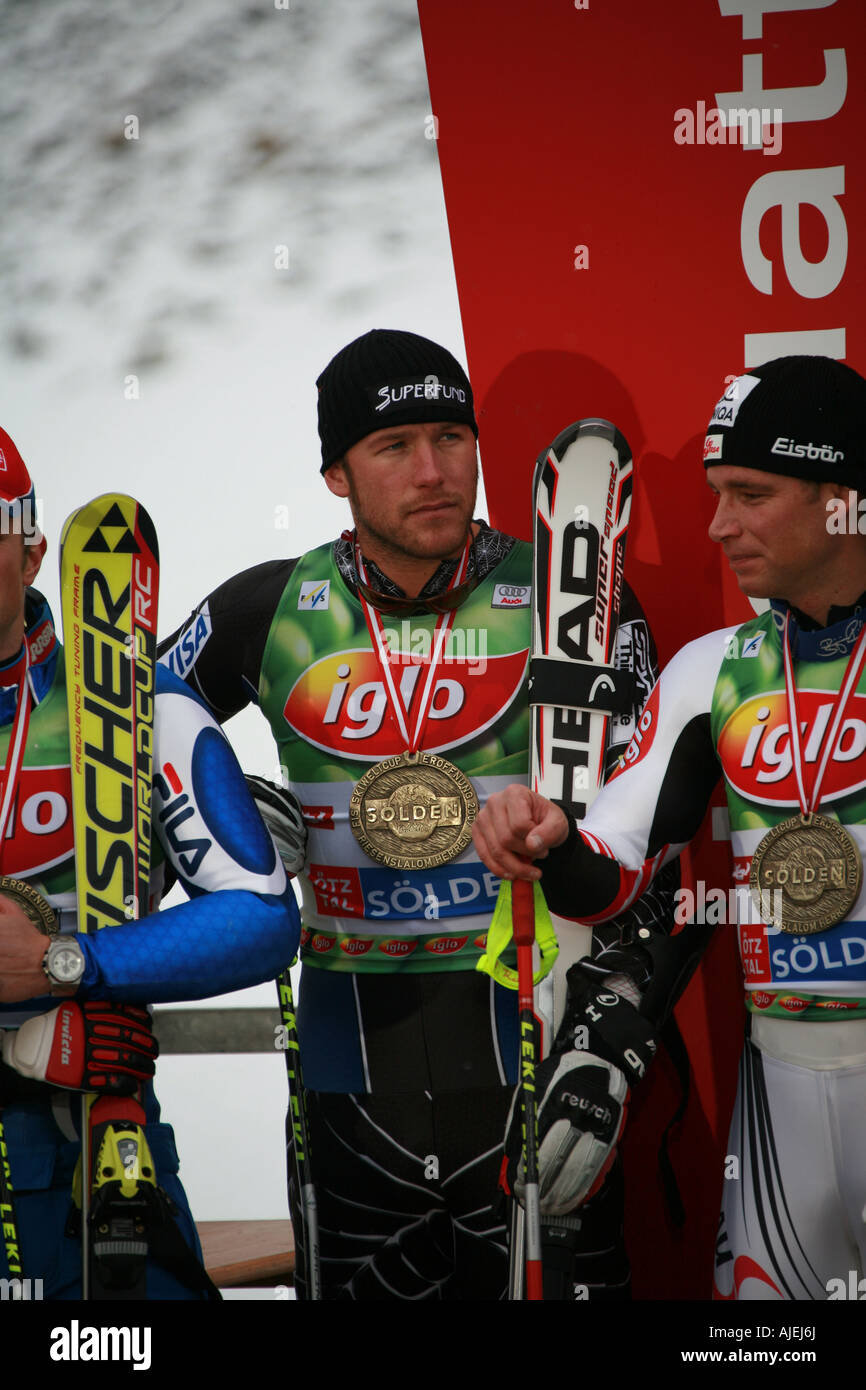 Bode Miller Benny Reich Solden Austria World Cup Opening skiing event Oct 2007 Stock Photo