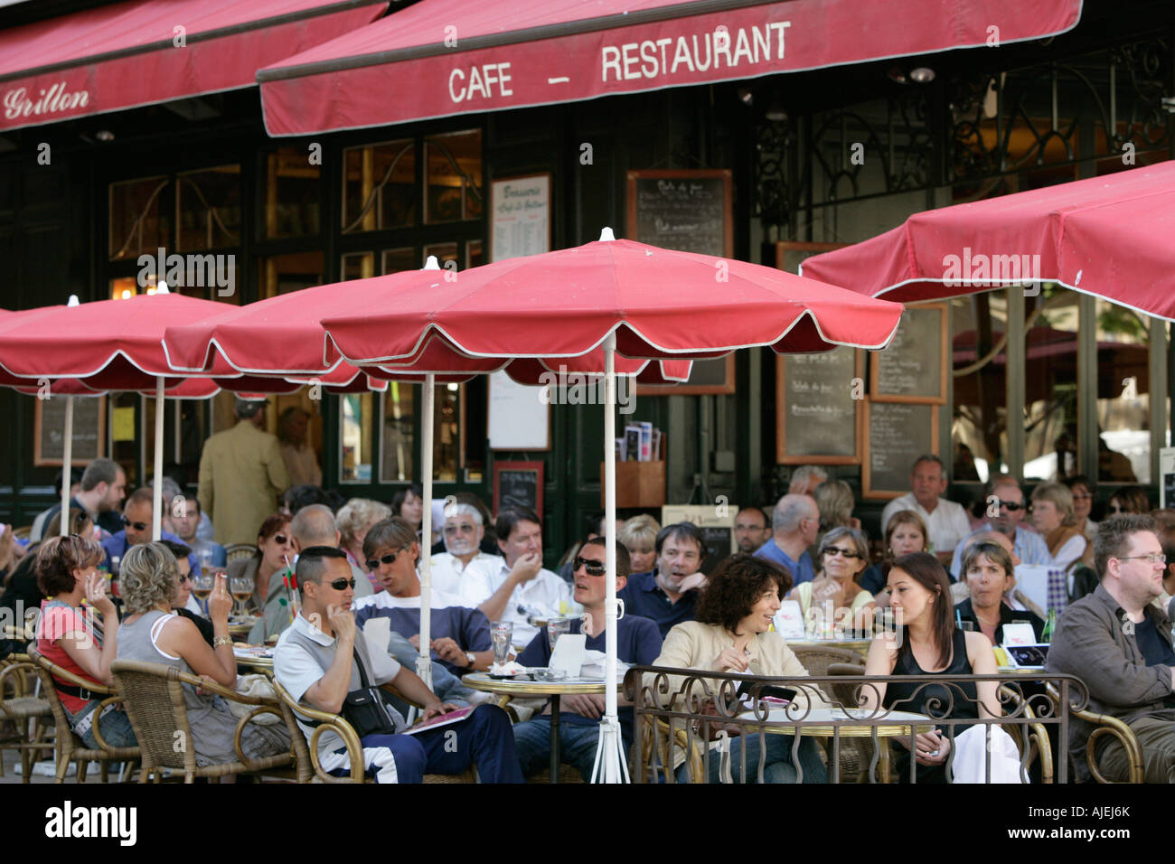 Aix en Provence, Cafe at the Cours Mirabeau the boulevard in the center of the city Stock Photo