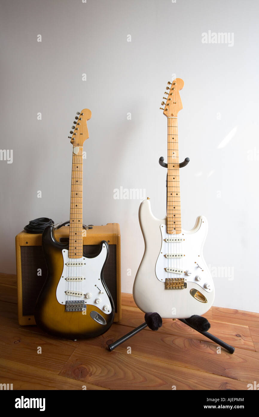 Electric guitars and amplifier Stock Photo Alamy