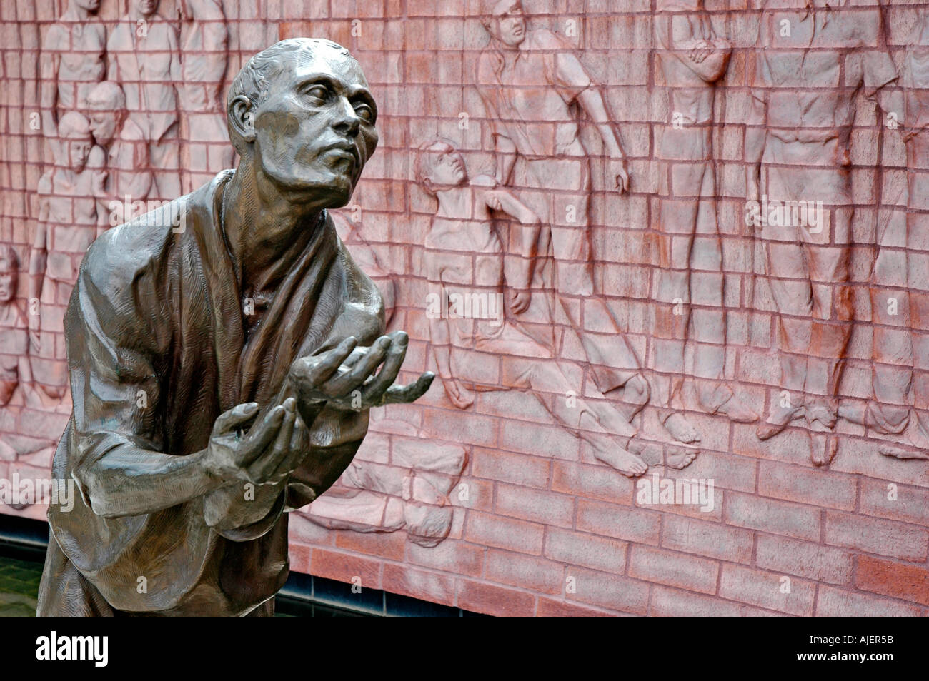 The National Prisoner of War Museum in Andersonville Georgia and USA National Veterans Cemetery and statues on site in Stock Photo