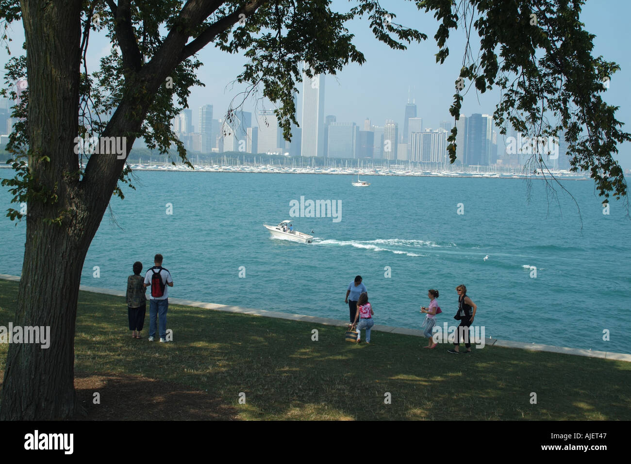 Chicago Illinois USA city skyline and Lake Michigan Stock Photo - Alamy
