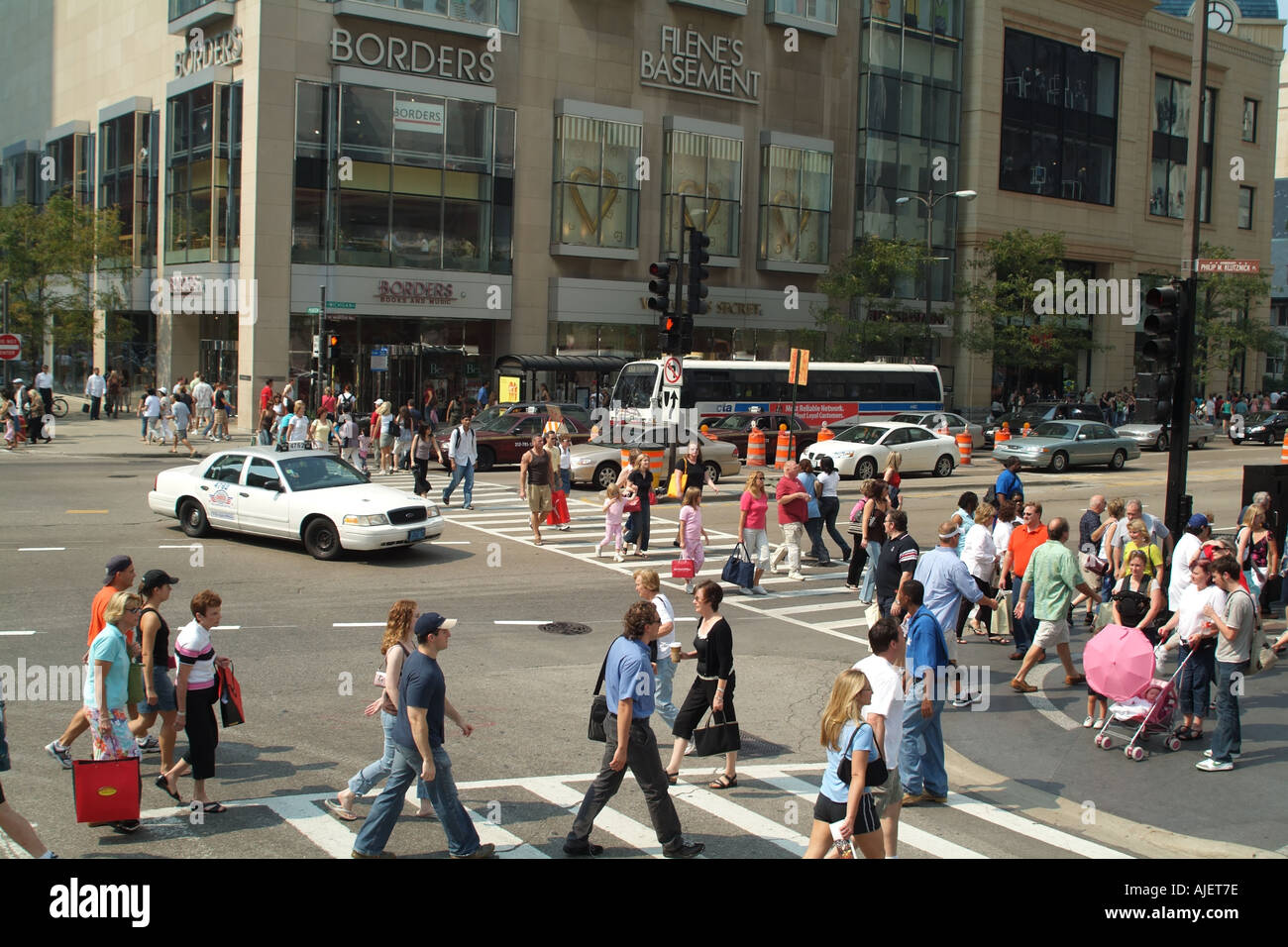 Pedestrians on Michigan Ave city center Chicago Illinois USA Stock Photo