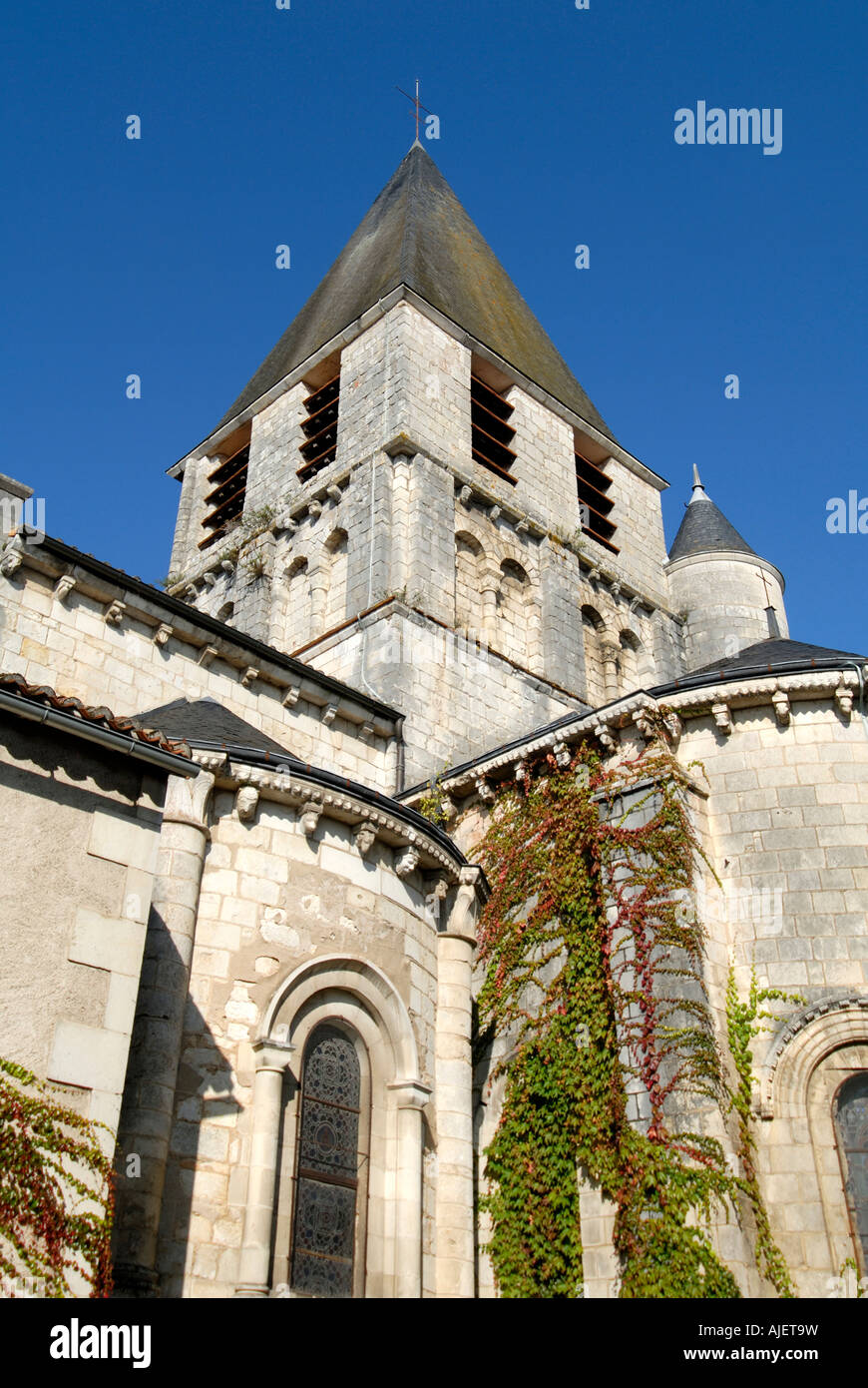 Church in lower town, Chauvigny, Vienne, France. Stock Photo