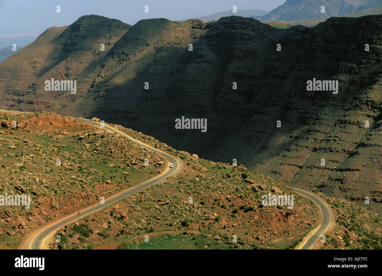 Atlas mountains curved roads Stock Photo