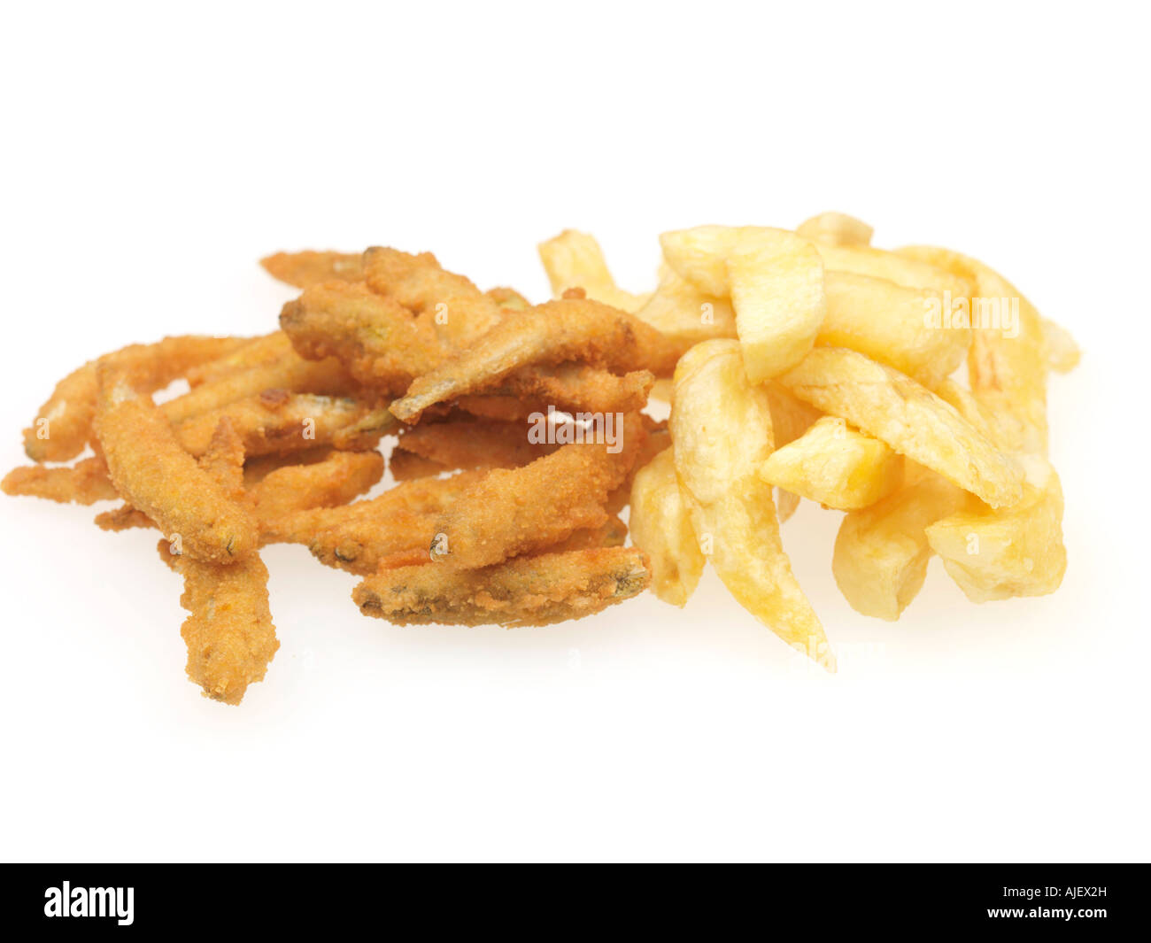 Traditional British Takeaway Of Deep Fried Golden Brown Whitebait In