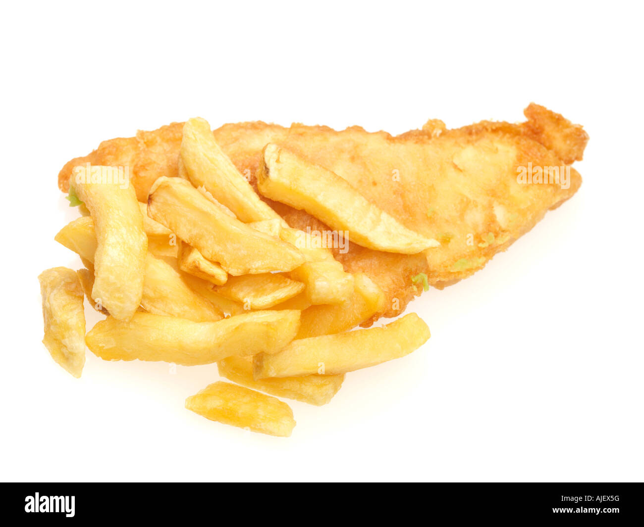 Traditional British Fish And Chips Takeaway Meal, With Battered Cod Or