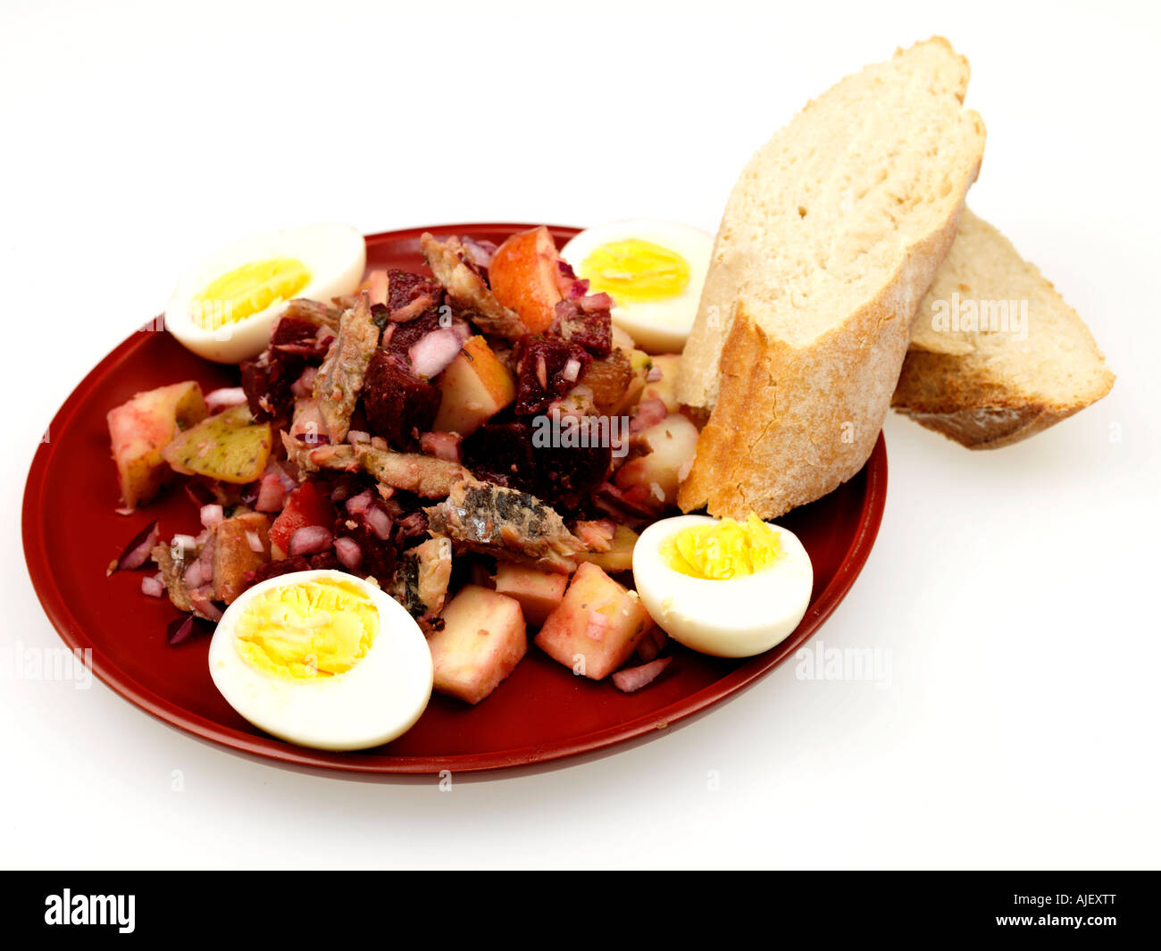 Kippers with Mixed Vegetables and Bread Stock Photo Alamy