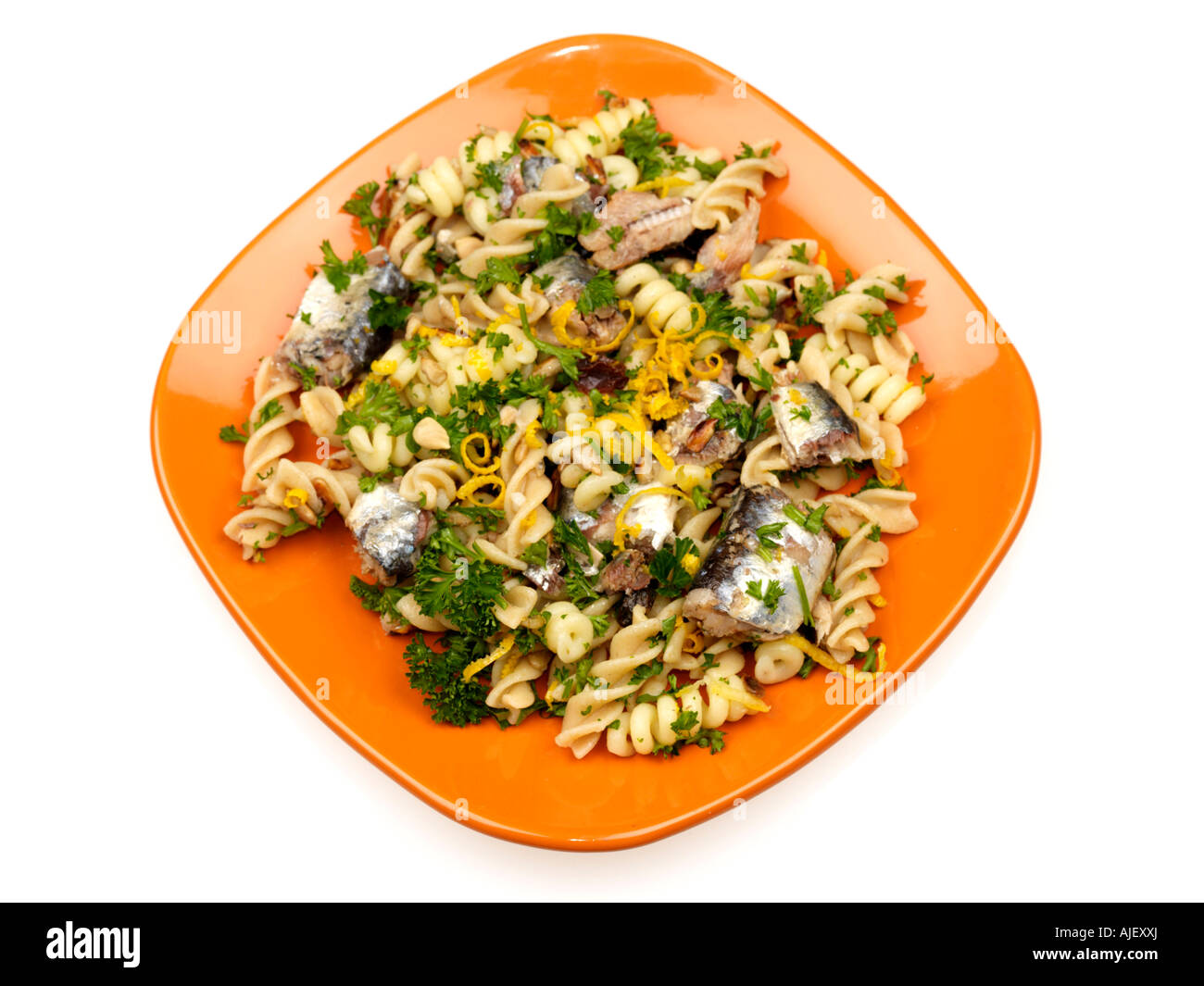 Pasta with Parsley and Sardines Stock Photo Alamy