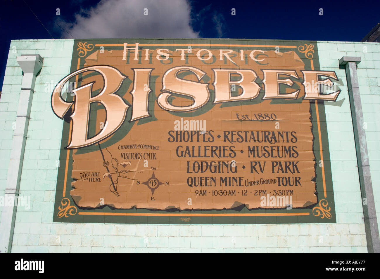 Map on the side of a building in Bisbee Arizona Stock Photo Alamy