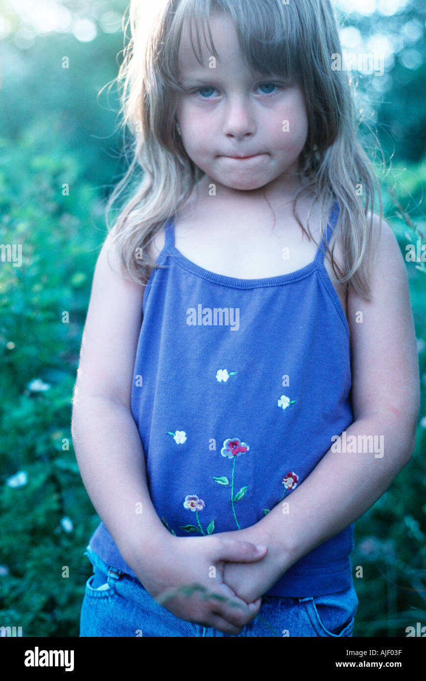 Child s sad face Stock Photo Alamy