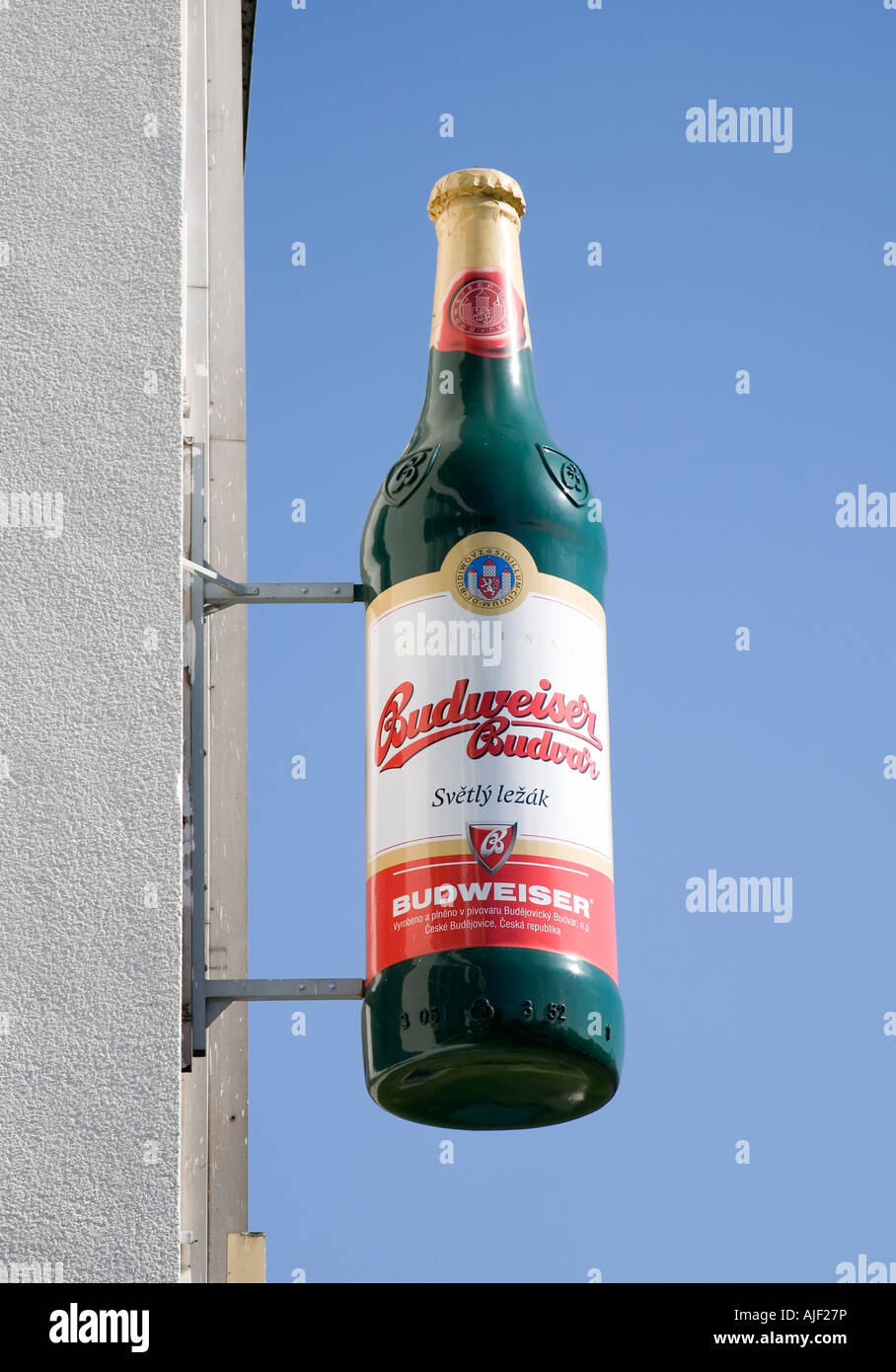 Bottle Of Budweiser Sign On Budvar Brewery Ceske Budejovice Czech Republic Stock Photo Alamy