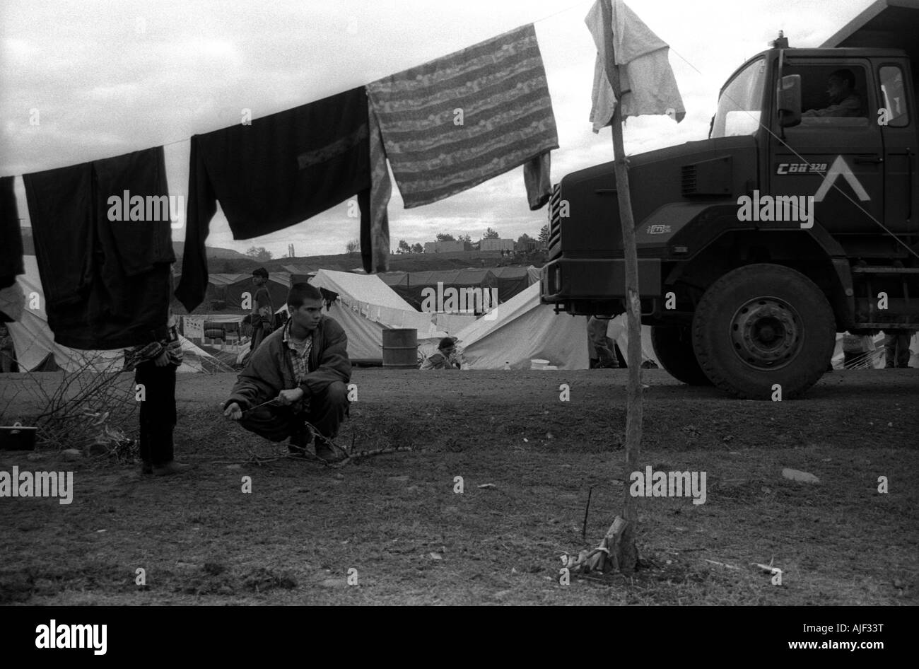 Refugees tents Black and White Stock Photos & Images Alamy
