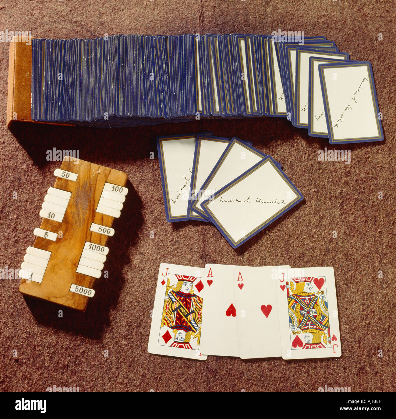 Detail of playing cards in the Hall at Chartwell Kent home of Sir