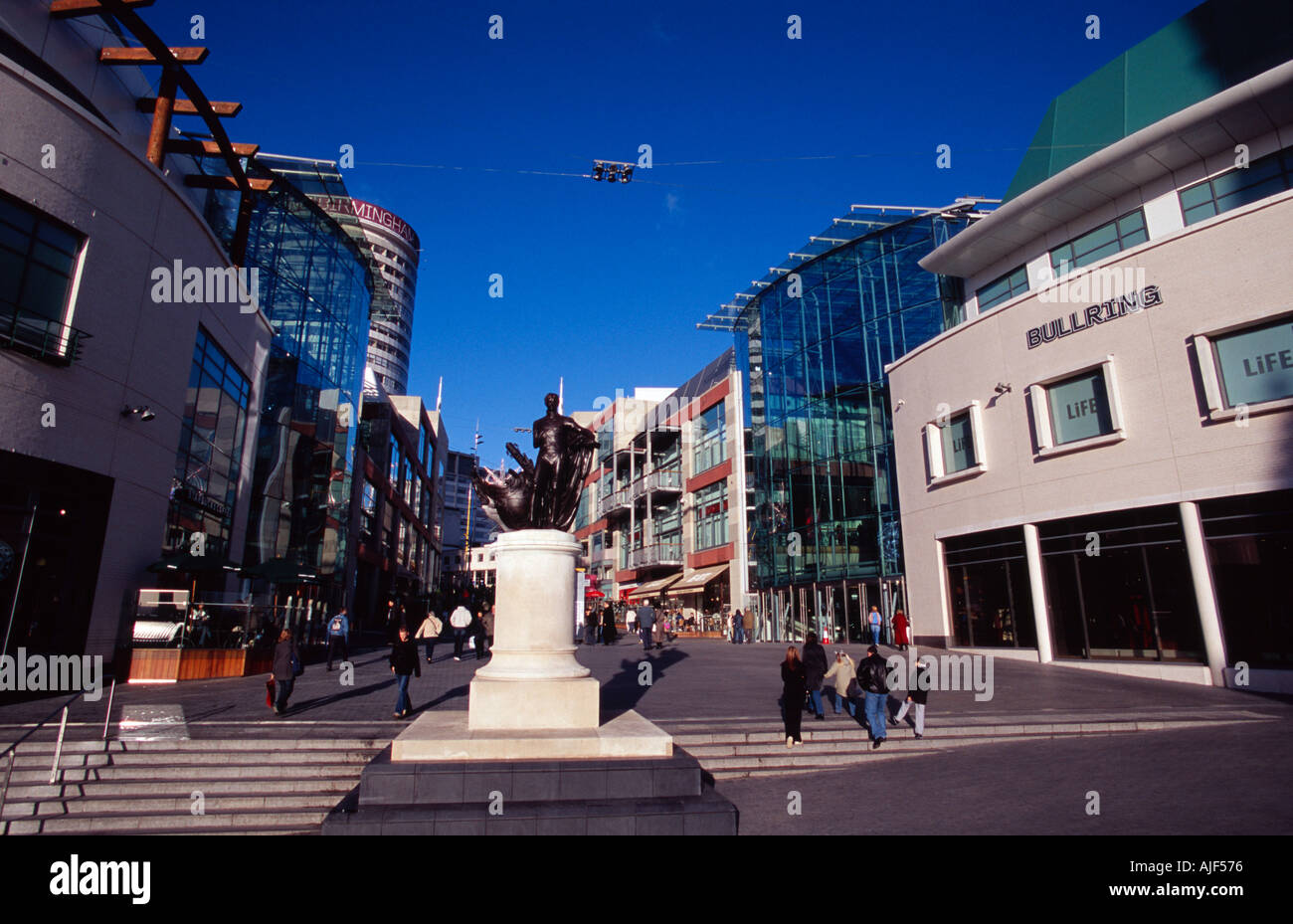 A statue of Lord Nelson outside the Bull Ring, Birmingham, UK Stock Photo