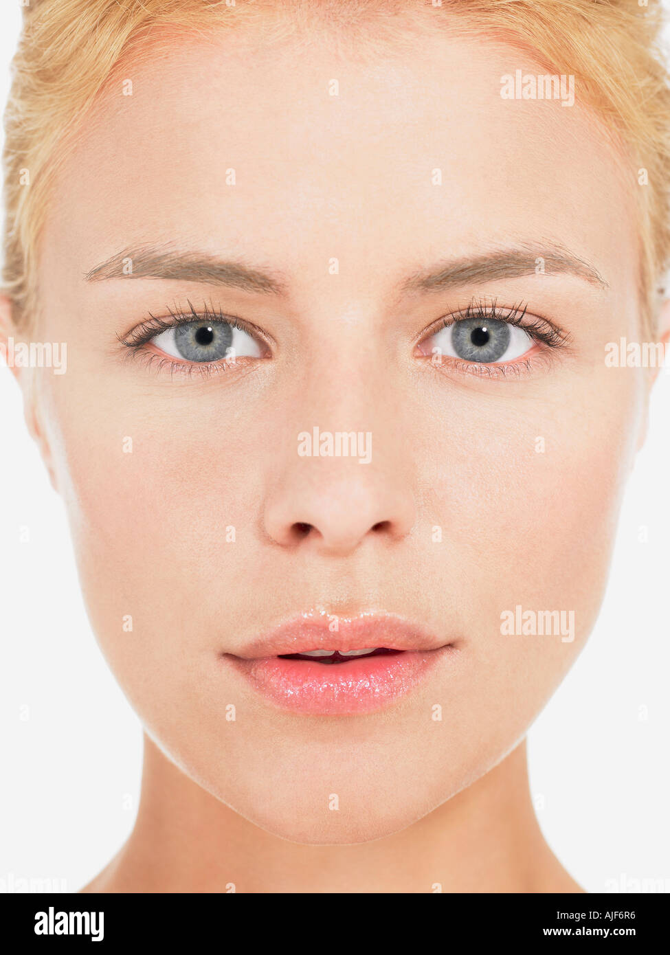 Portrait close up woman blonde intense hi-res stock photography and ...