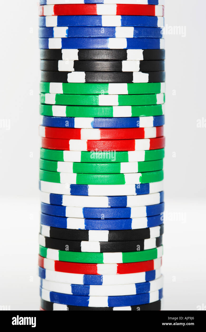 Stack of gambling chips, close-up Stock Photo