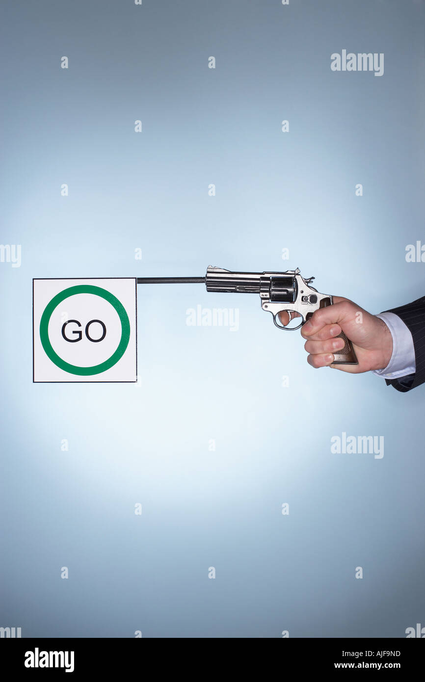Man firing pistol go flag hires stock photography and images Alamy