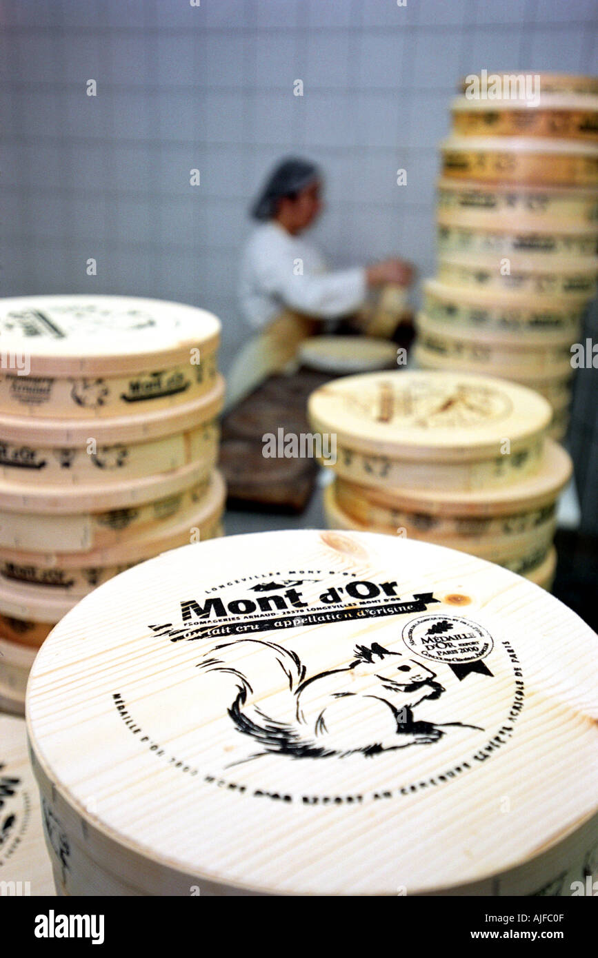 Mont d'Or cheese making farm at Longevilles Mont d'Or in the French