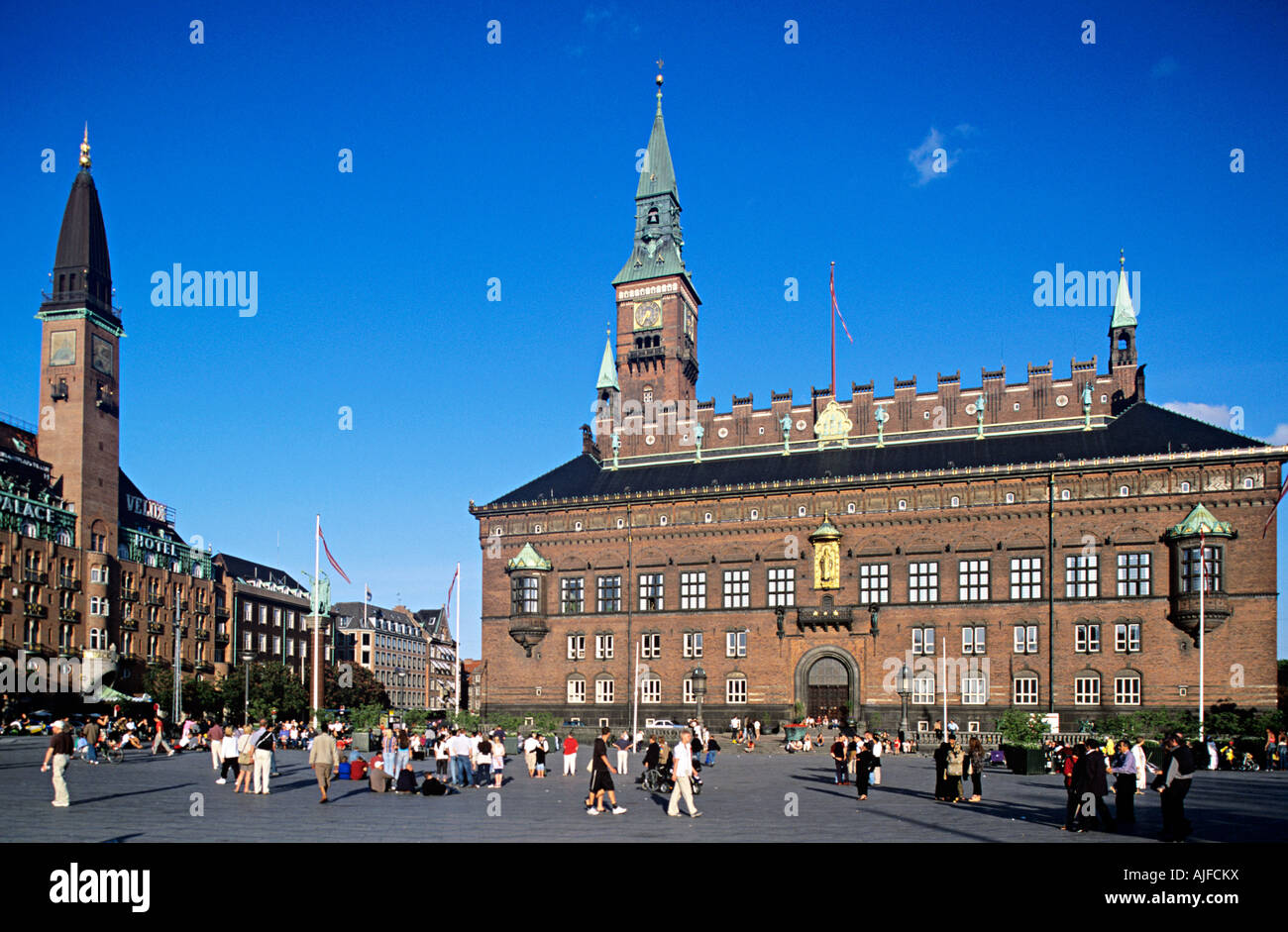 Copenhagen city hall and square Stock Photo