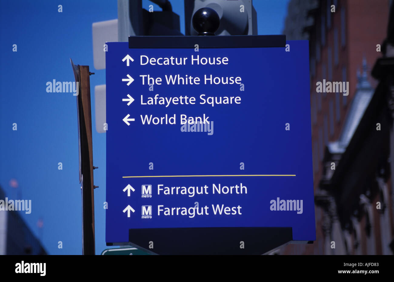Directional Sign in Washington D.C. Stock Photo