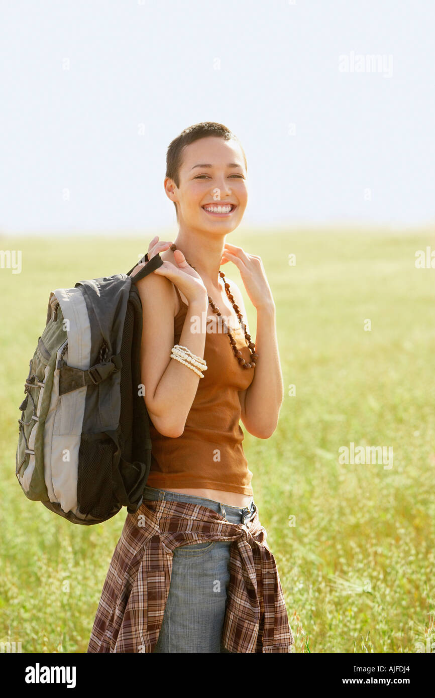 Smiling hiker standing in hi-res stock photography and images - Alamy