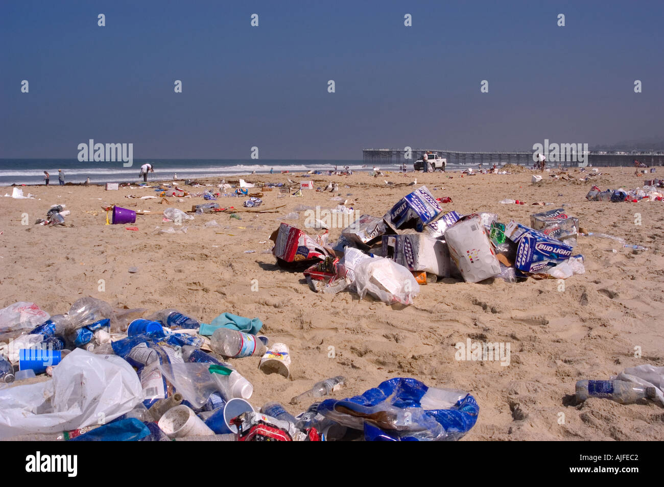 Trash on beach after July 4th holiday weekend Pacific Beach San Diego ...