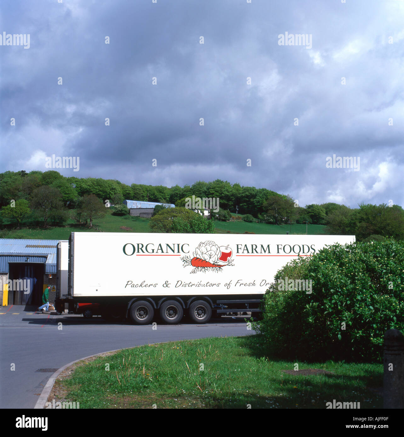 Organic Farm Foods lorry Wales UK Stock Photo