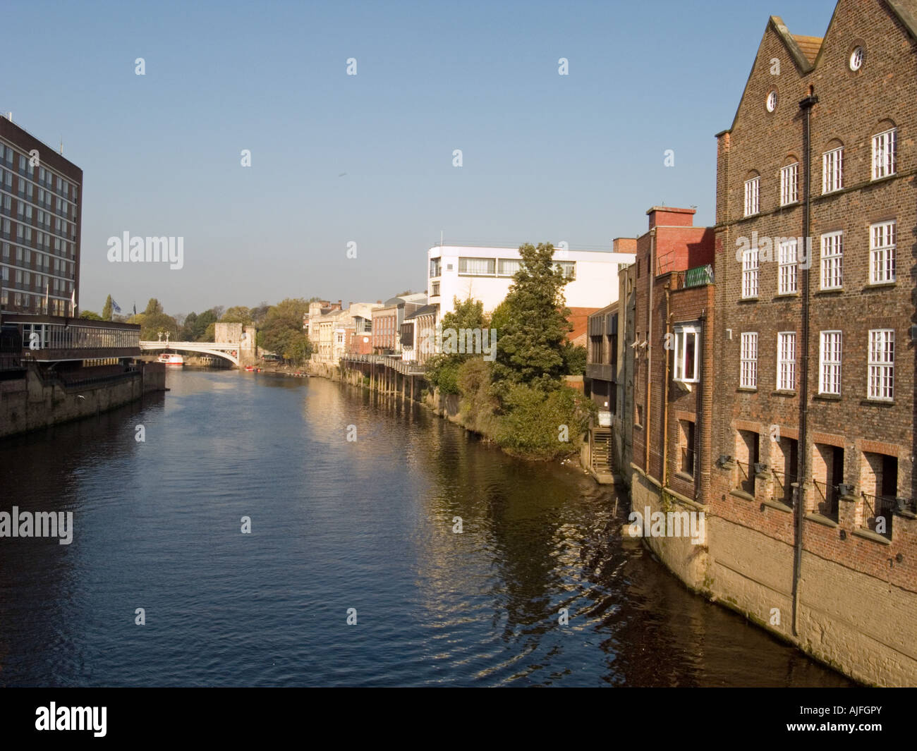 Looking downstream from Ouse Bridge, York Stock Photo