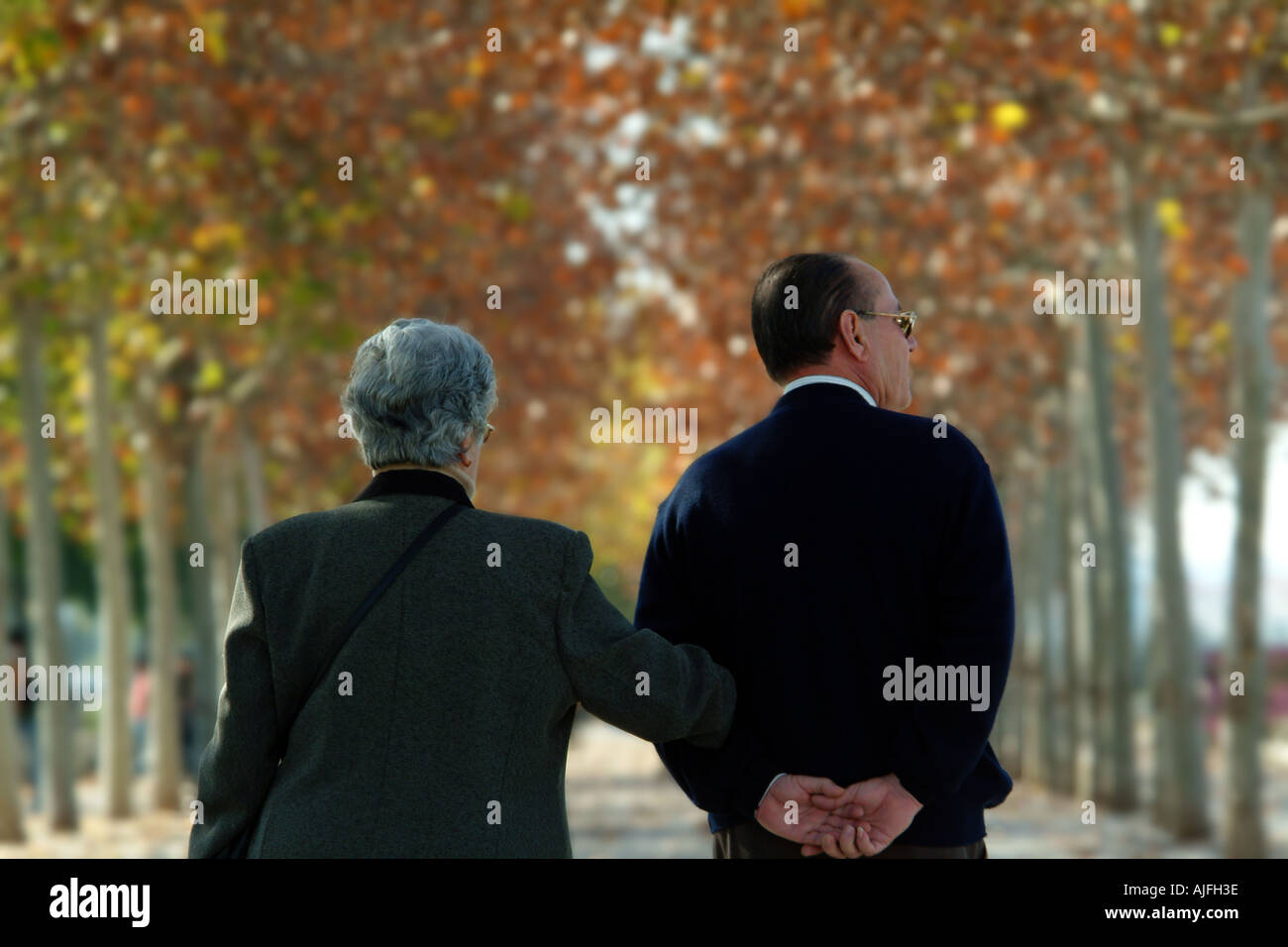Senior couple walking in city Stock Photo
